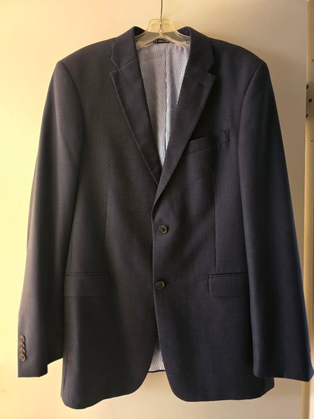 Tommy Hilfiger Navy Blazer Mens 40L 100% Wool 2-Button Sport Coat Suit Jacket